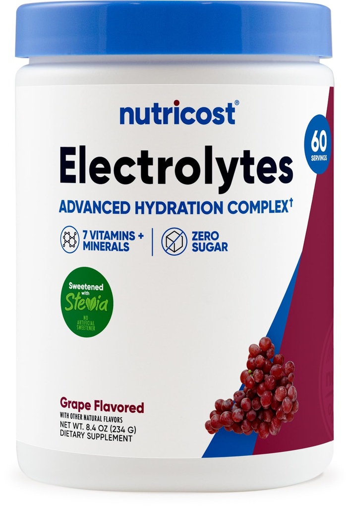 Nutrikost Elektrolüütide Kompleks Pulber (60 Servings, Viinamarja) - Hüdraadilisandi Joogi Segu Vitamiinide Ja Mineraalidega