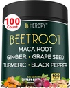 6in1 suhkrupeedi lisand Maca juure, viinamarjaseemne, ingveri, kurkumi ja musta pipariga südame tervise ja immuunsuse toetamiseks - 100 vegankapslit