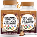 Lions Mane Seenelisa Türgi saba Reishi Cordyceps Chaga koos vahukommi juurega - 120 krahv