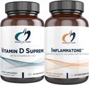 Tervise D-vitamiini kujundused Ülim + Inflammatone Bundle - D3-vitamiin 5000 IU + 2000mcg K-vitamiin koos ensüümi botaanilise seguga, et edendada tervislikku põletikulist vastust - 2 toodet