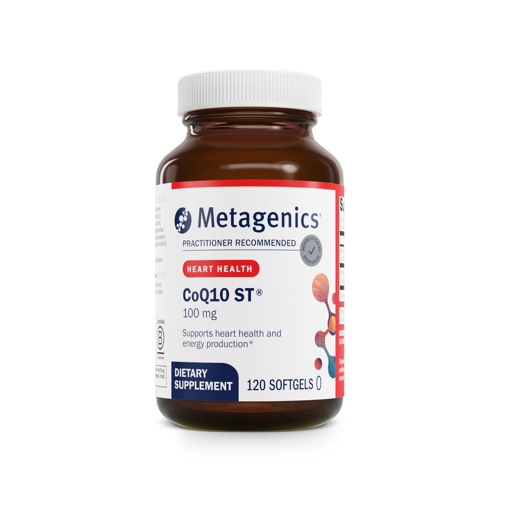 Metageenika CoQ10 ST- 100- 100 mg Ubikinooni koos E-vitamiiniga südame, energia ja antioksüdantide toetamiseks * - mitte-GMO, gluteenivaba, sojavaba - GMP sertifitseeritud rajatis - 120 Softgels
