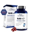 1MD KrillMD - Antarktika krillõli Omega 3 täiendus astaksantiiniga, EPA, DHA | 2X efektiivsem kui kalaõli | 60 Softgels