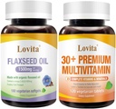 Lovita külmpressitud linaseemneõli ja Premium multivitamiin täiskasvanutele 30+ toitainete kogum (taimne)