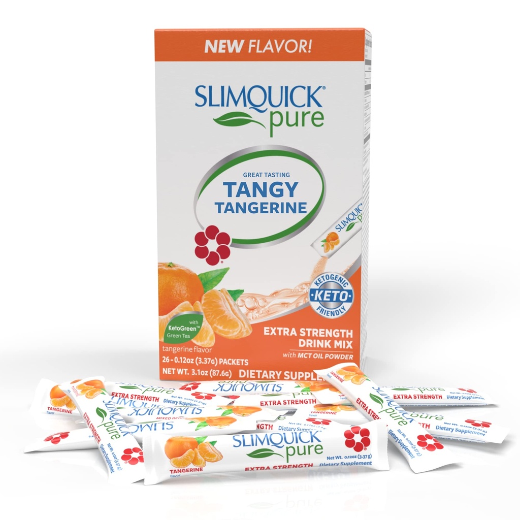 SlimQuick Extra Tugevus kaalulangus Joogisegu naistele, mandariini - aitab ainevahetust, hoiab täis kauem rohelise tee, Caffine, Chaste Tree, Rhodiola ekstrakt - 26 Count