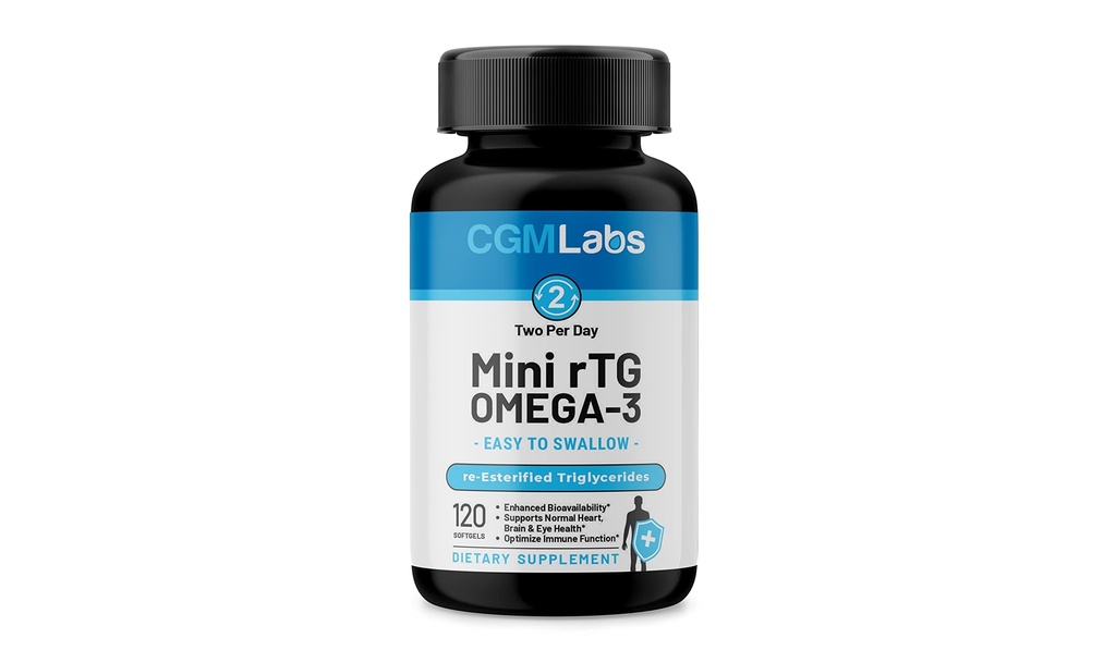 rTG Omega 3 Fish Oil Dietary Supplement - High Absorption & Fast Acting, Burpless Fish Oil Supplement alates Anchovy. reesterdatud triglütseriid w/EPA & DHA (nagu rTG) 960mg - 120 Softgels poolt CGM Labs