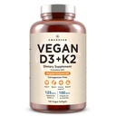 AMANDEAN Vegan Vitamiin D3 K2. 5000 iu vetikatest. All-Trans MK-7. 120 Softgels. Taimepõhine ja karrageenivaba orgaaniline kookosõli segu. meeleolu, luude, südame, immuunsüsteemi tervise jaoks (pakendamine võib varieeruda)