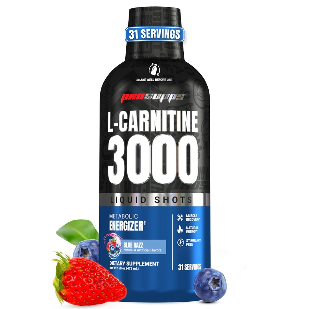 PROSUPPS L-karnitiin Liquid 3000, Stimulant-Free Vedelad kaadrid meestele ja naistele - Puhas treening jook energia, jõudluse ja lihaste taastamiseks - Ei Suhkrut, Ei Süsivesikud - 31 Servings, Sinine Razz