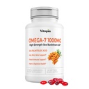 Vitapia Omega 7 Sea Buckthorn Berry Oil 1000mg juustele, nahale, küüntele, südame tervise tugi - 34% Palmitoleic Acid & Natural Omega 3 6 9 Rasvhapete täiendus - 120 kapslit, Non-GMO, Gluteenivaba