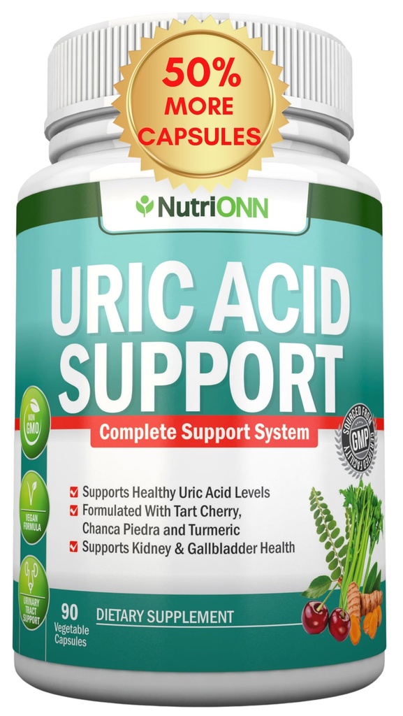 Uric Acid Flush - Taimne kusihappe puhastusvahend - Tart Cherry, Selleri Seed Extract, Chanca Piedra, Devil's Claw & Green Coffee Bean - Vegan - toetab sapipõie ja neerude tervist
