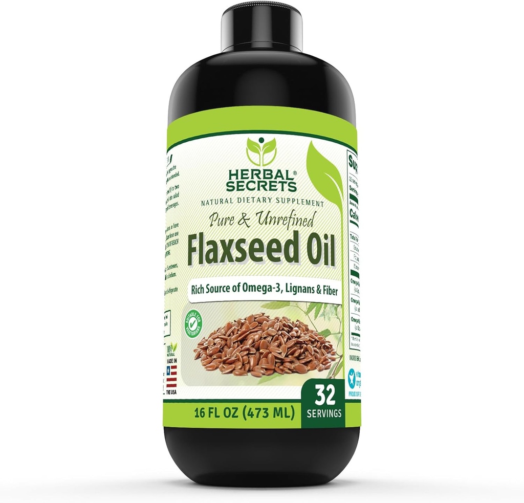 Taimsed saladused Orgaaniline linaseemneõli lisand | 16 Fl. Oz. (473 ml) | Mitte-GMO| valmistatud USAs