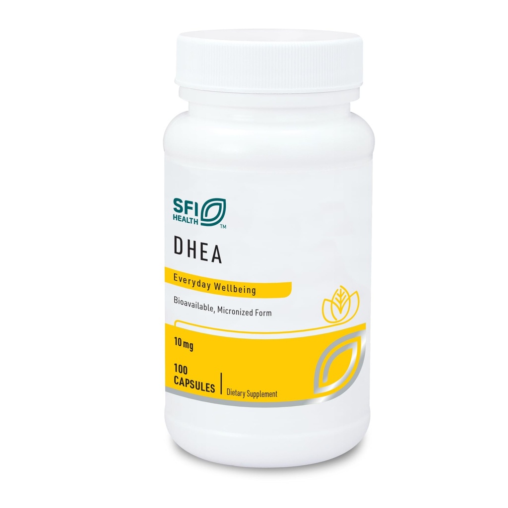 SFI Health Klaire Labs DHEA 10mg - Dehüdroepiandrosteroon, mis on saadud metsikust jamist - mikroniseeritud kõrgema imendumise jaoks - sojavaba, hüpoallergeenne täiendus meestele ja naistele (100 kapslit)