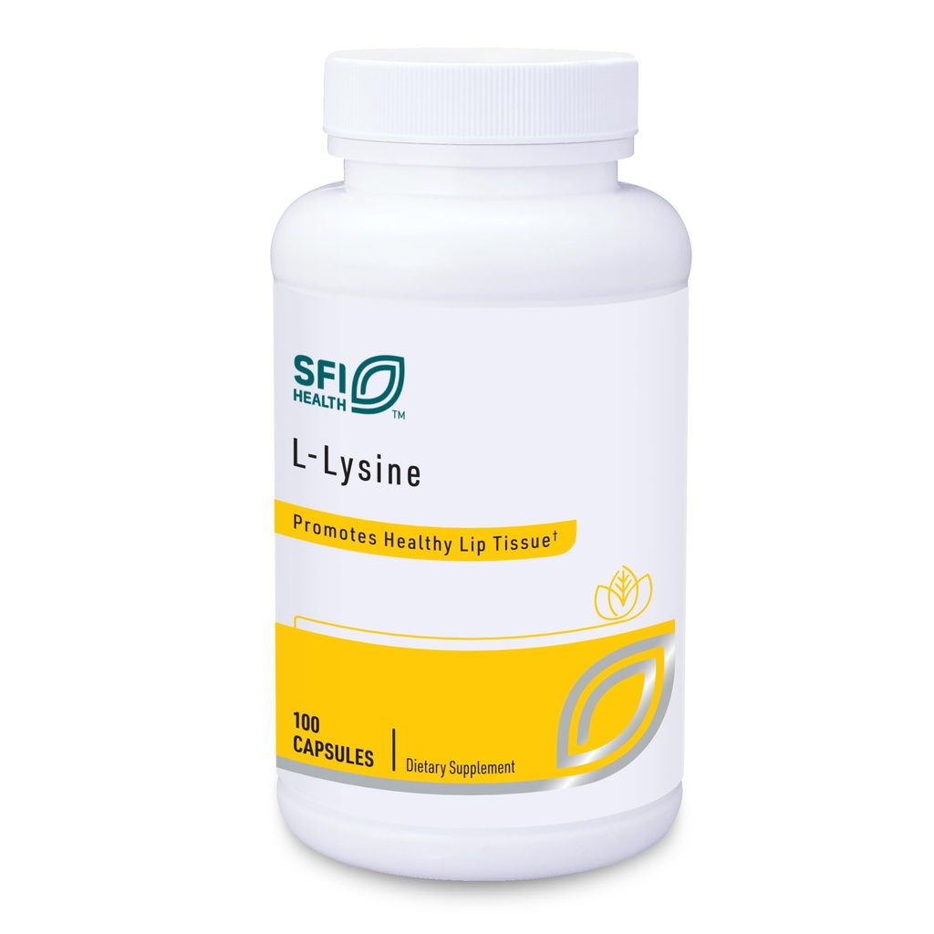 Klaire Labs SFI Health L-Lysine - 500 milligrammi Essential Amino Acid Support for Immune Health & kollageeni moodustumine, hüpoallergeenne & piimavaba (100 kapslit)