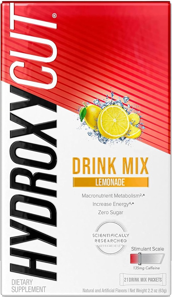 Hydroxycut Drink Mix, Lemonade - 21 reisisuuruses paketti - nullkaloreid või suhkrut - suurendada ainevahetust, põletada kaloreid, suurendada energiat - naistele ja meestele