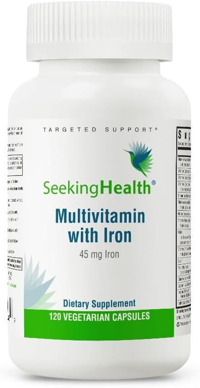 Tervise multivitamiini otsimine rauaga, 45 mg kelaaditud rauda, aktiivsed B-vitamiinid pluss L-5-MTHF, toetab tervislikku immuunsüsteemi ja energiatootmist, taimetoitlased kapslid (120 kapslit) *