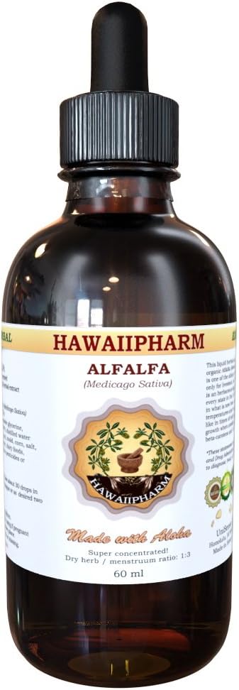 HawaiiPharm Alfalfa Vedelikekstrakt, orgaaniline lutsern (Medicago Sativa) Kuivatatud lehtede tinktuuri lisa 4 oz