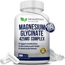 Premium Magneesium Glütsinaat 425 mg - 180 vegankapslit - aitab stressi leevendamisel, une, lihaskrambid ja terve süda |