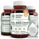 Natural Nutra Cal-Mag tsitraat vitamiin D3,1000/500 mg kompleks, tugevdada luutihedust, lihaste ja närvide tervist, aidata säilitada terved hambad, väga biosaadav allikad, 100 Vegan tablett