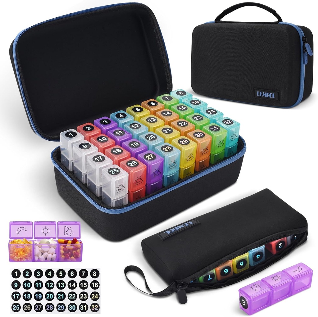 Igakuine Pill Korraldaja 3X päevas kaasaskantava 7-päevase reisimeditsiini korraldades kott, Suur Pill Box 32 Daily koosseisud, 30 päeva Pill Case Meditsiin Korraldaja Vitamiin, täiendus ja ravimid