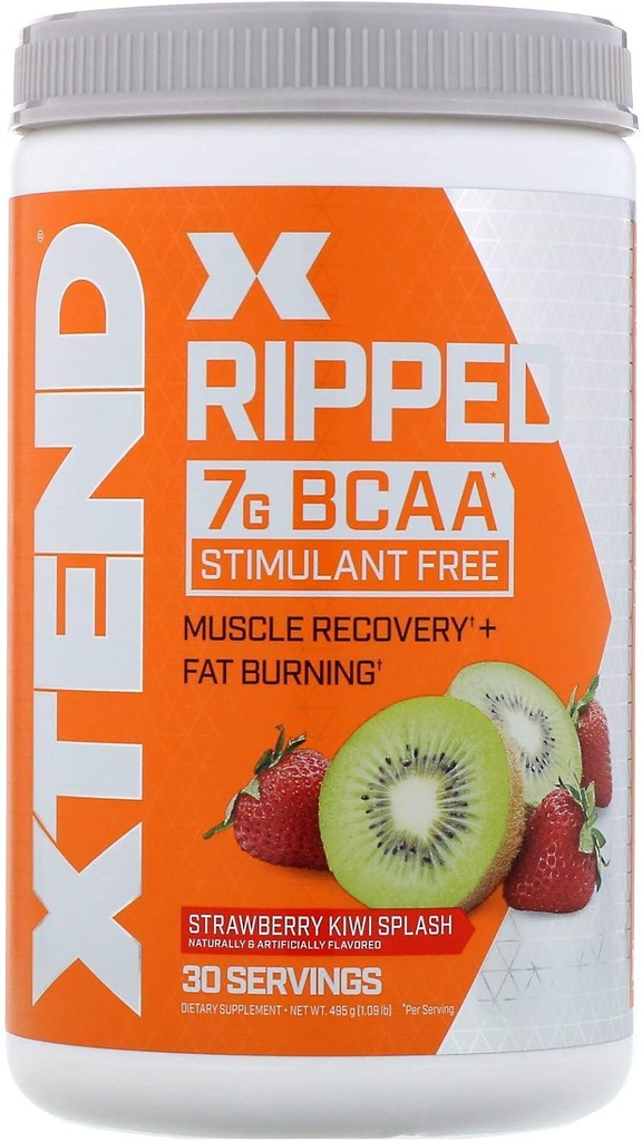 Xtend Ripped BCAA Powder Strawberry Kiwi | Lõikamine Formula + Suhkruvaba Post Treening Lihaste taastamise jook aminohapetega | 7 g BCAA-d meestele ja naistele | 30 serveerimist