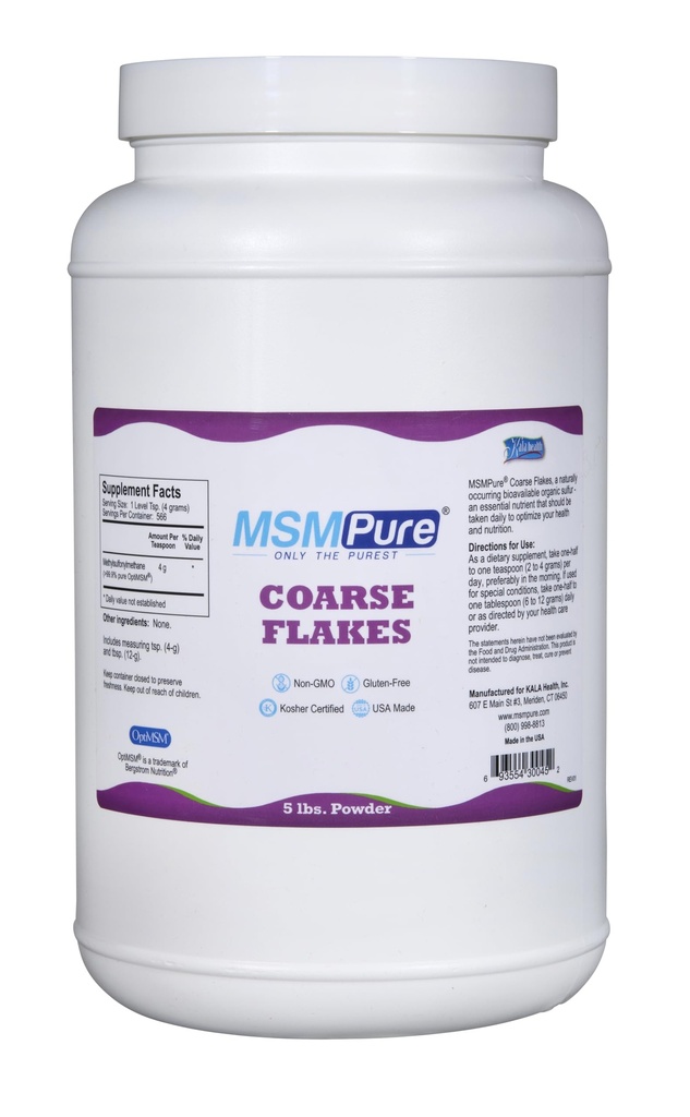 KALA TERVISHOIUS MSMPure jäme MSM pulbrihelbed - US-Made MSM liigeste tervise, naha välimuse ja juuste ja küünte toetamiseks - 5 lb, orgaaniline väävel