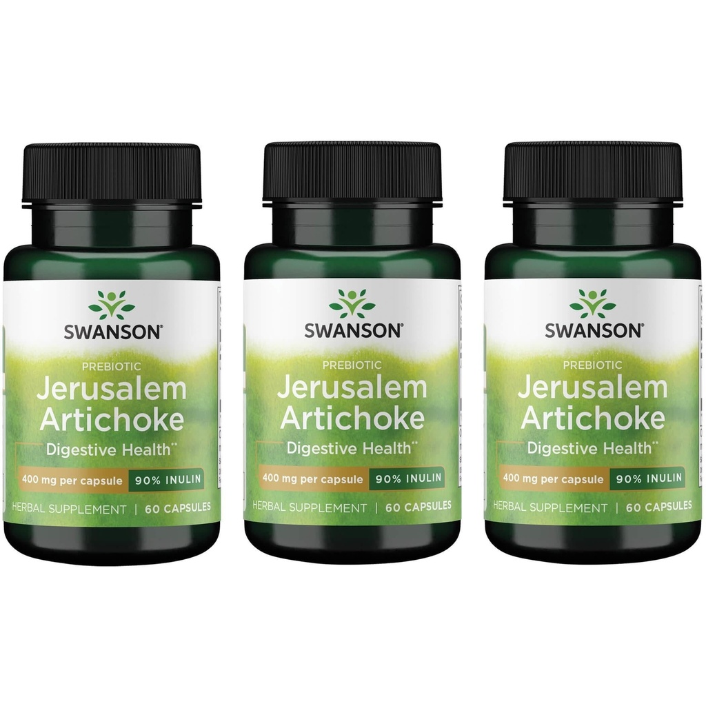 Swanson Prebiootiline Jeruusalemma artišokk - 90% inuliin 400 mg 60 kapslit (3 pakendit)
