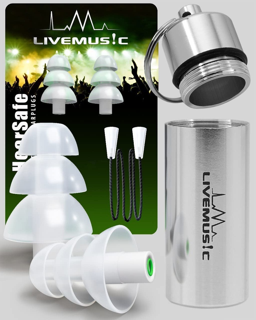 Ear Plugs for Noise Reduction - High Fidelity Ear Plugs for Concerts, Musicians, Motorcycle, Flying, Work, Peace - Clear Reusable Silicone Musician Earplugs for Concert with Case - 29dB NRR Protection