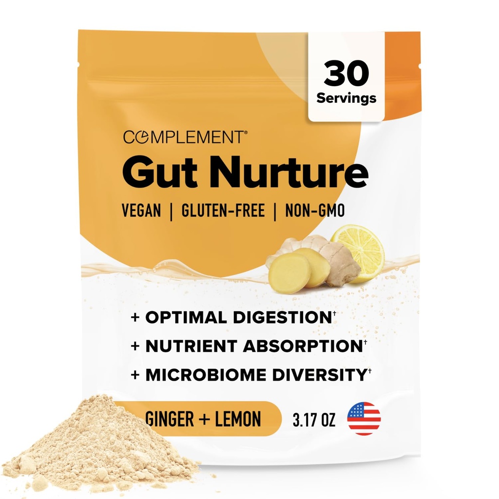Täiendav Gut Nurture Prebiootikum + Postbiootiline Superfood Pulber Leaky Gut Remond, Probiootikumid Seedetrakti Tervis - Ingveri Juur - 30 Servings