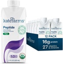KATE FARMS Orgaaniline Täiskasvanu Peptiid 1.0 valem, tavaline, ainus allikas, hüdrolüüsitud taimepõhine toit suu või toru toitmiseks, 11 Fl oz (12 Pack)