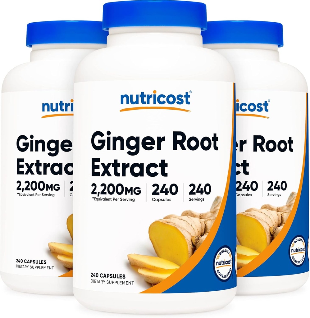 Nutricost Ingveri juure ekstrakt 550mg, 240 kapslit (3 pudelit)