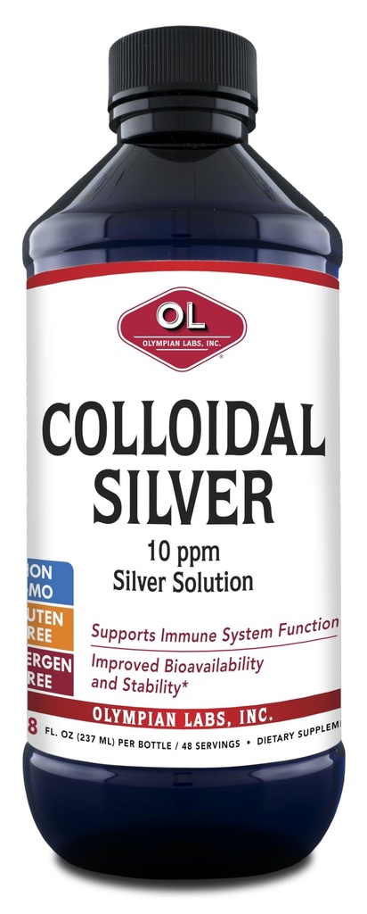 Olümpialaborid Kolloidhõbe 8floz 45 Servings - 10ppm Purified Bioavailable Silver Immune Support