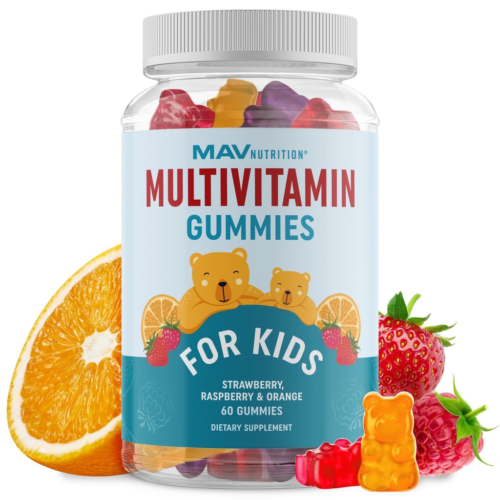 Lapsed Multivitamiin Gummies | Vitamiinid A, B, C, D & Tsink immuunsuse, kasvu ja arengu jaoks | Igapäevased multivitamiinid lastele vanuses 2+ | Mitte-GMO, kolmanda osapoole testitud puuviljalisand | 60 Gummies
