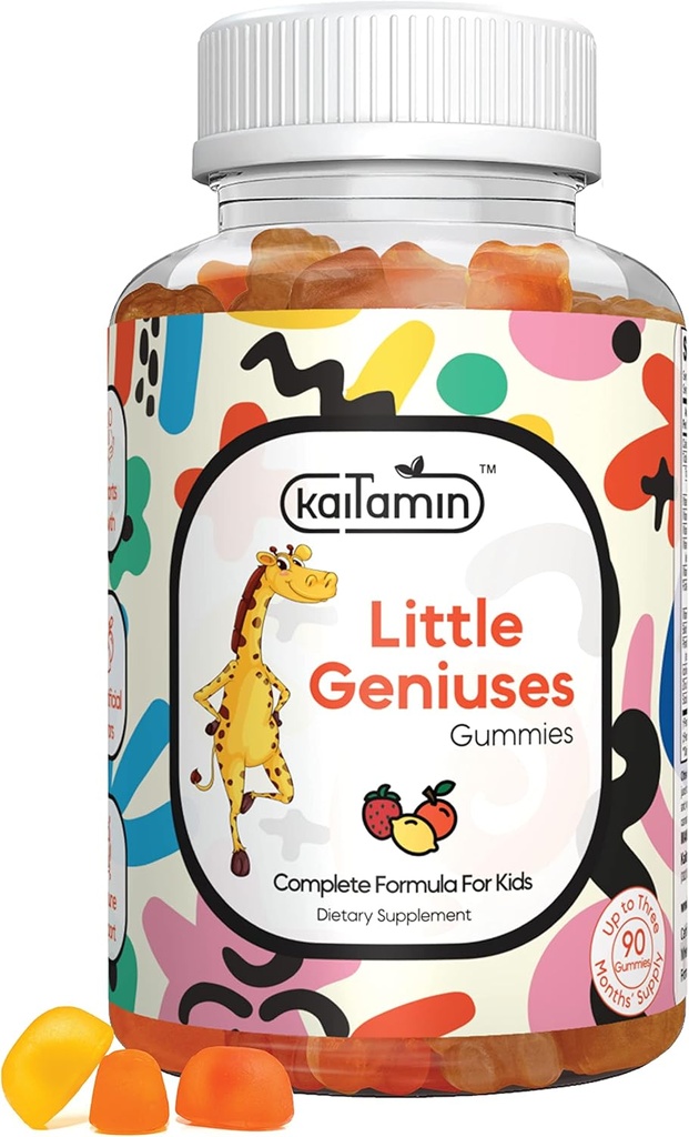 Lapsed Multivitamiini Gummies Väikesed Geniused: Vitamiinid C, D3, Tsink, Folaat, Immuunsuse, Intelligentsuse, Keskendumise Ja Kasvu. Vegan, mitte-GMO, orgaaniline, gluteenivaba 90 Gummies 3 kuu pakkumine