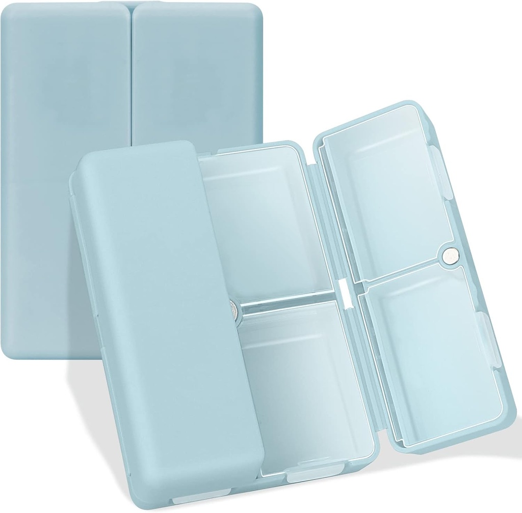 FYY Daily Pill Korraldaja, 7 Kompartments Portable Travel Pill Case, [Folding Design] Purse Pocket hoida vitamiine, tursa maksaõli, täiendused ja ravim-sinine