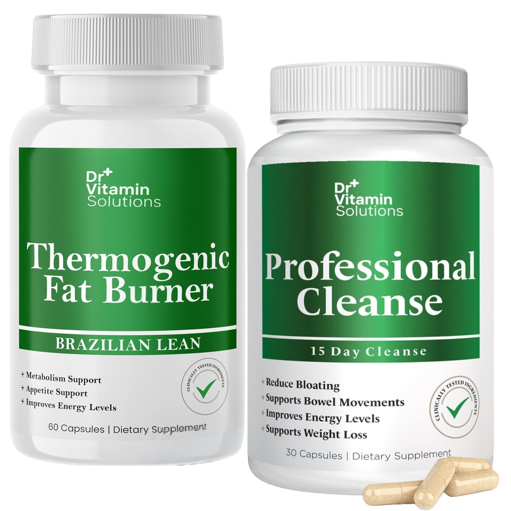DR VITAMIINI LAHUSED Termogeenne rasvapõletaja ja Detox Cleanse Bundle - 15-päevane puhastamine kehakaalu reguleerimiseks, soolestiku terviseks ja puhumiseks - 90 kapslit