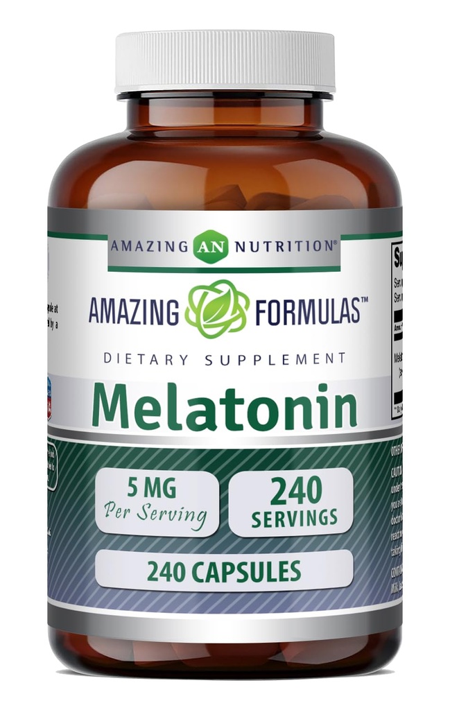 Hämmastav valem Melatoniini lisand | 5 Mg Serving | 240 kapslit | Mitte-GMO | Gluteenivaba | Valmistatud USAs