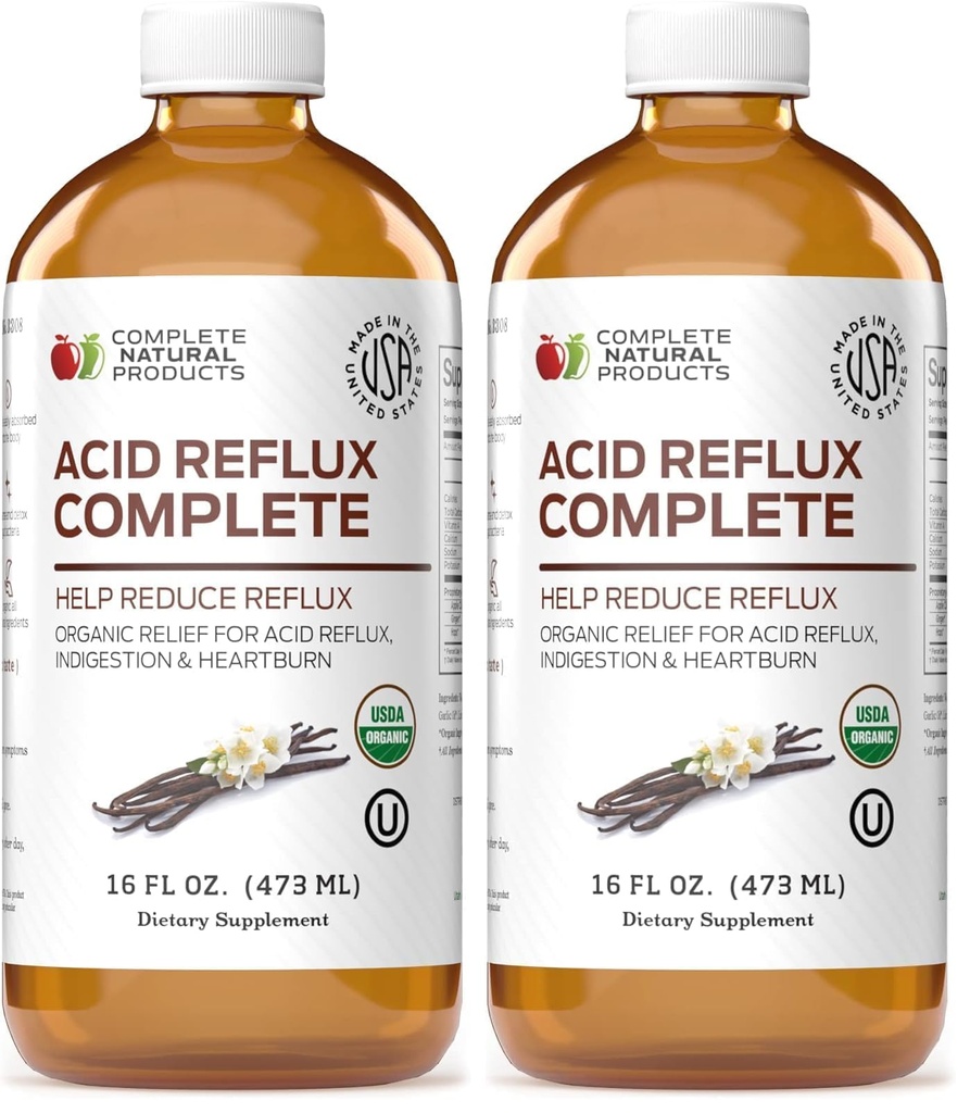 Acid Reflux Complete 16oz - Natural Organic Liquid Heartburn, GERD, & Amish Reflux Relief Remedy & Medicine (Pack of 2)