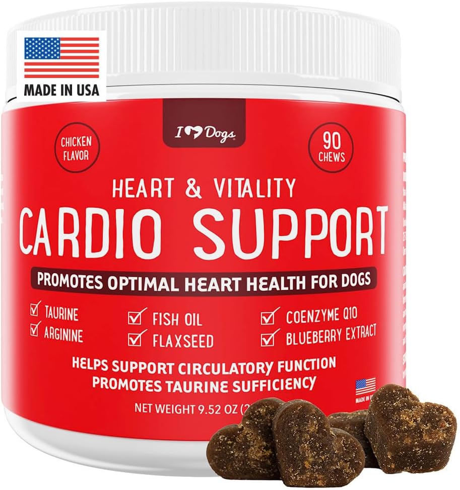 iHeartDogs Heart & Vitality Cardio Support for Dogs - Koera südame tervise täiendus anšooviseõli, tauriini, linaseemne, arginiin, mustikaekstrakt, koensüüm Q10