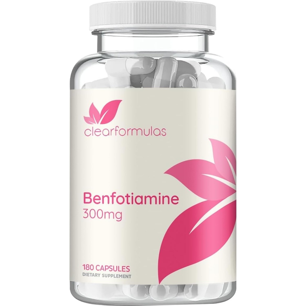 Suur imendumine Vitamiin B1 Benfotiamiin 300mg - Benfotiamiini lisand glükatsioonisüdame ja närvide toetamiseks - Vegan Mitte-GMO ja gluteenivaba rasvlahustuv tiamiin B1 täiendus (180 Servings)