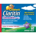Laste Claritin närimistables 24 HR laste allergia meditsiin, viinamarjad, 60 krahv