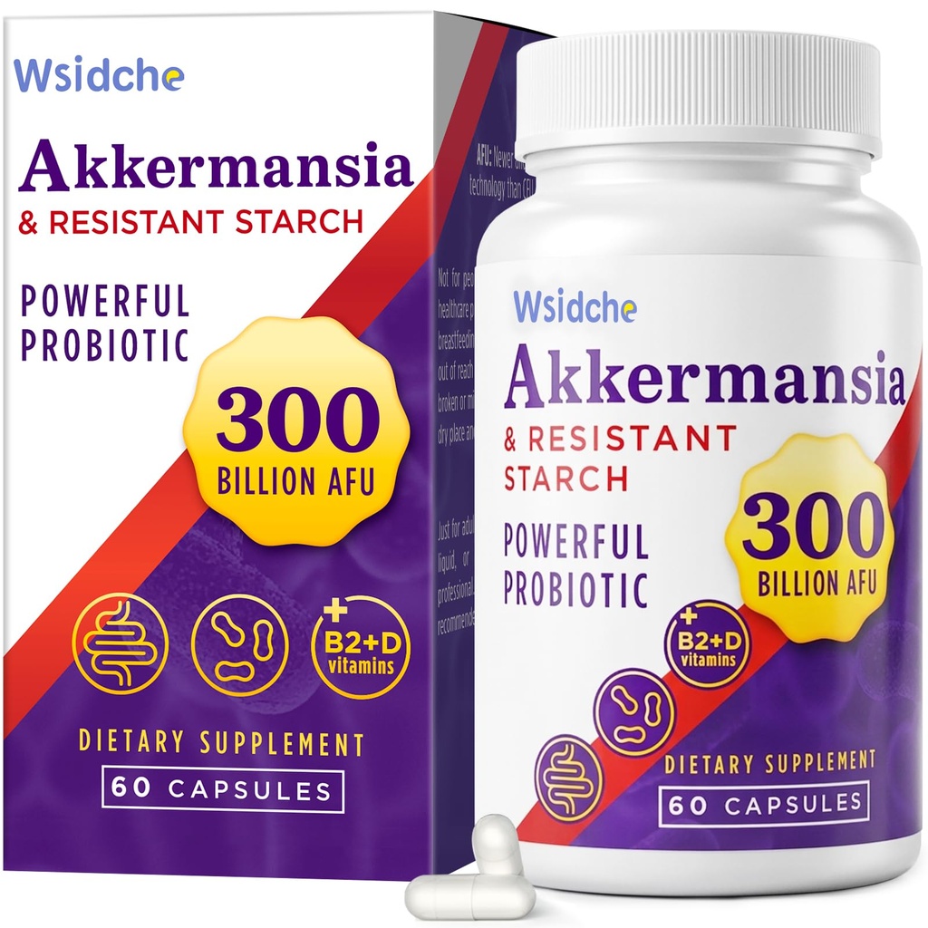 300 miljardit AFU Akkermansia probiootikum | GLP-1 täiendus naistele ja meestele, Akkermansia Muciniphila GLP-1, seedetrakti, soolestiku, immuunsüsteemi, suurendab soolestiku seedetrakti funktsiooni, Akka Superbiootikumid - 60 kapslit