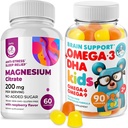 Omega3 kummid lastele, kellel on omega 6 & 9 ja magneesiumkummid - DHA lapsed Aju täiendus südame ja nägemise toetamiseks - ei ole kalaõli ja gluteenivaba immuunsust suhkruvaba magneesiumiga