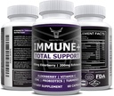 OX Nutrition 10 in 1 Elderberry, C-vitamiin, tsink, E-vitamiin, B6-vitamiin, ehhinaatsia, küüslauk, kurkum, L-glutamiin HCL ja Lactobacillus probiootikumid ja antioksüdandid immuunkaitseks 1 kuu pakkumine