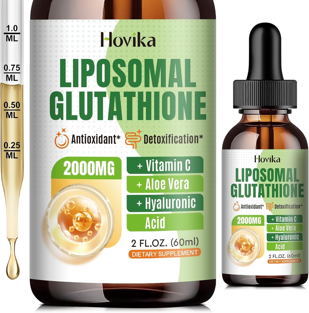 Liposomaalne glutatiooni lisand 2000mg, vedel glutatioon tilgad C-vitamiiniga, immuunsüsteemi antioksüdandid, vananemine, naha pea, maksa detox - superior imendumine, Vegan 2 Fl Oz
