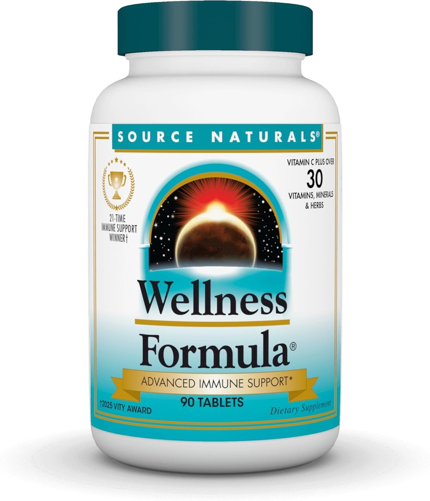 Allikas Naturals Wellness Formula Bio-joondatud Vitamiinid ja Taimne kaitse - Immuunsüsteemi tugi täiendus ja immuunsuse suurendaja * - 90 tabletti