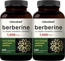 Berberine Supplement 1500mg koos Ceylon Cinnamon & Kurkum Juur, 480 Veggie Kapslid (2 Pack) | 97% Puhas Berberine HCL | Toetab Tasakaalustatud Suhkru Tase ja Südame Tervis | Vegan, Non-GMO