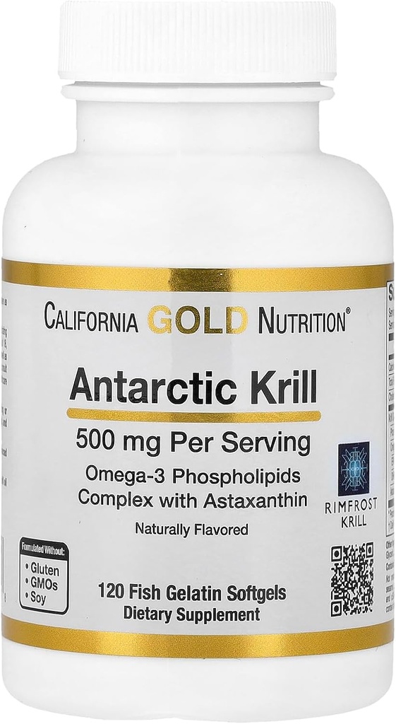 California Gold Nutrition Antarktika krill õli, Ultra-High Omega-3 astaksantiini, Natural Strawberry & Sidrun Maitse, Non GMO, Gluteenivaba, 500 mg, 120 Fish želatiin Softgels, 2 Pack