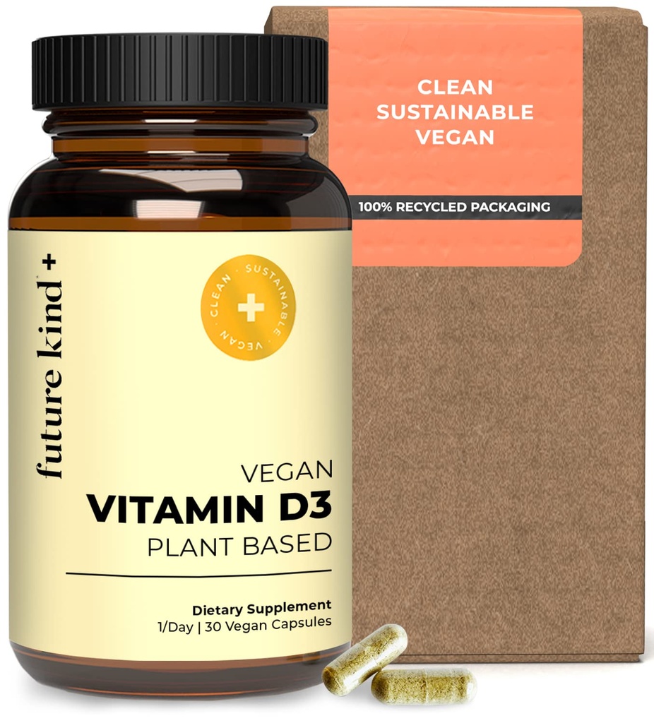 Tulevane veganvitamiin D3-2500 RÜ Taimne toidulisand rakkude ja immuunsuse toetamiseks - suhkruvaba, samblikupõhine D-vitamiin (30 softgels klaaspudelis)