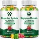 Magneesium Glütsinaat Gummies 400 - Magneesiumilisa une, stressi ja lihaste leevendamiseks Rahulik Magneesiumi närimiskoogid täiskasvanutele ja lastele D-vitamiini, B6 puuviljamaitse, vegan, 2 pakendit