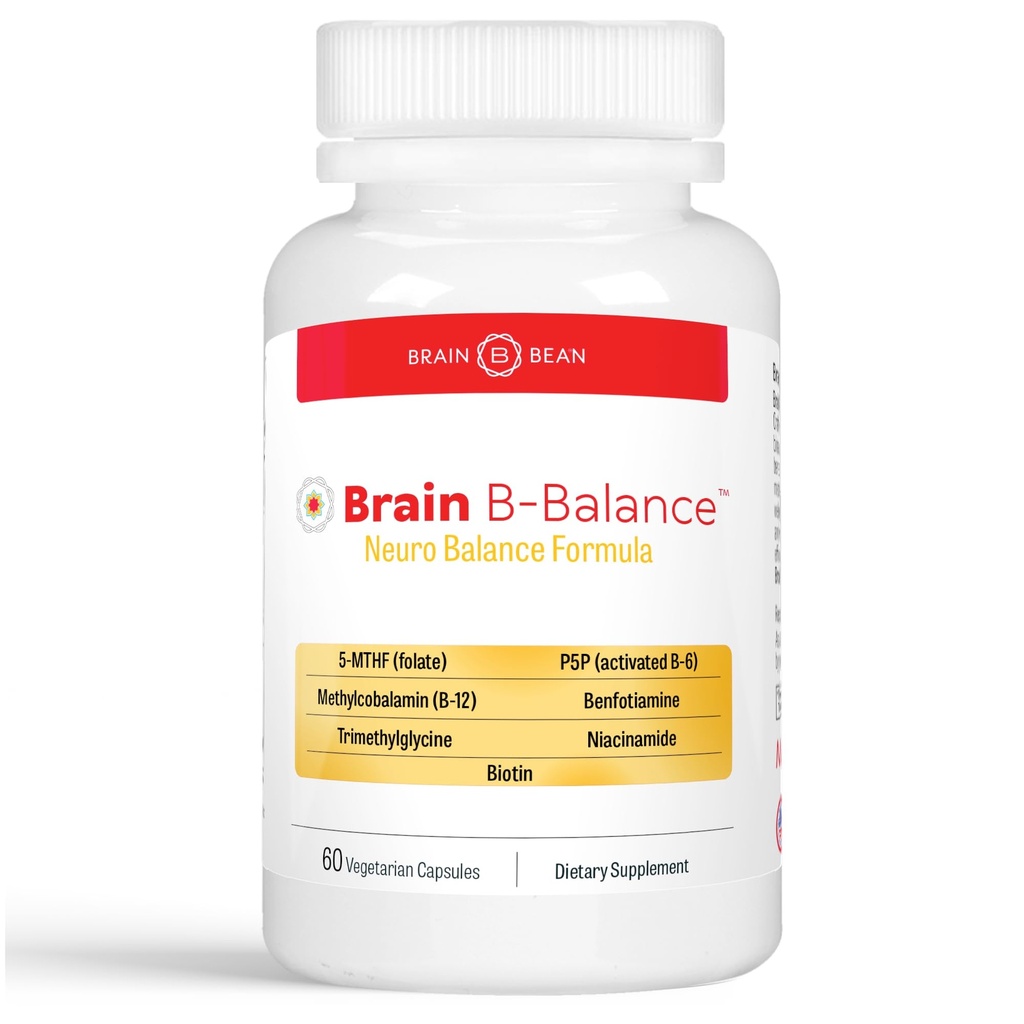 Aju B tasakaal: Metüülitud multivitamiin - Metüülitud B kompleksne neurotasakaalu valem - Metüülfolaat toetab meeleolu. Mind. Mälu - 60 vegankapslit