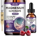 Magneesiumglütsinaat Vedelik tilgad 500mg, vitamiin B6, ashwagandha, L - Theanine, kummel, magneesiumglütsinaadi lisand Suur neeldumine une, stressi, energia, meeleolu - kirsi maitse
